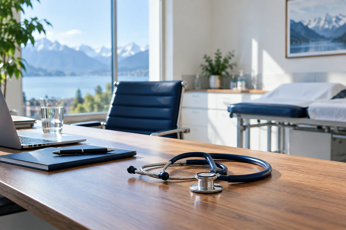 Stéthoscope dans un cabinet médical lumineux