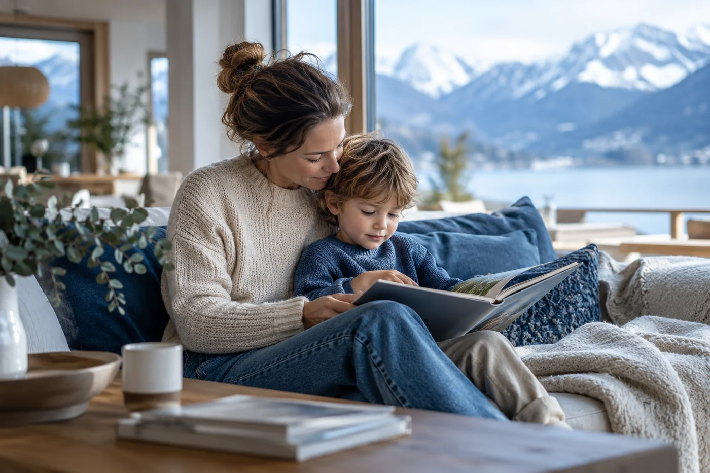 Parent et enfant partageant un moment à la maison
