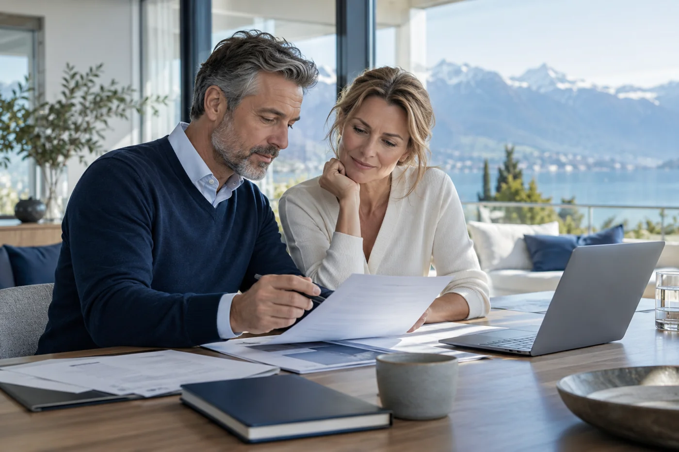 Couple préparant ses projets de retraite